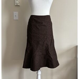 Etro Made In Italy Skirt Size 46 Brown Tan Classic Minimalist Chic Wool Blend
